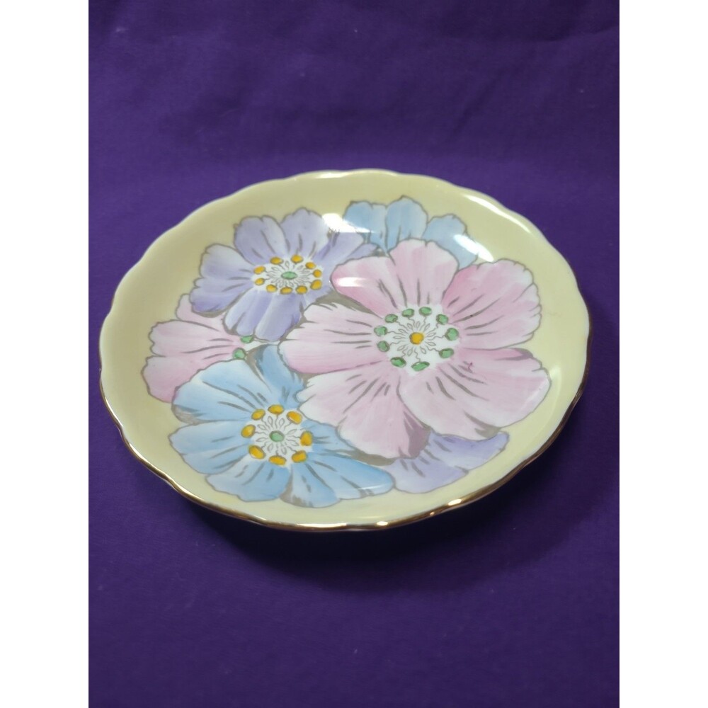 Vintage Tuscan Bone China Plant, Side Plate,flowers Pattern  Hand Painted